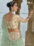 Off-White Cream Raw Silk Bridal Wedding Lehenga Set with Heavy Net Dupatta - AA141