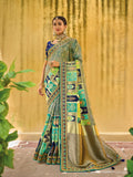 Grey Blue Designer Traditional Pure Dola Viscose Rangkat Saree Gota Pati With Hand Work - 5501