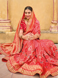 Red Designer Traditional Pure Dola Viscose Rangkat Saree Gota Pati With Hand Work - 5506 - Anaara ethnic