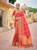 Red Designer Traditional Pure Dola Viscose Rangkat Saree Gota Pati With Hand Work - 5506