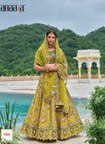 Mehndi Green  Beautiful Traditional Designer Elegant Embroidery Work Cut Work Silk Lehenga - 7105
