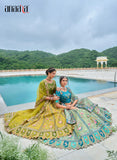 Mehndi Green  Beautiful Traditional Designer Elegant Embroidery Work Cut Work Silk Lehenga - 7105