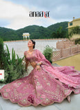Onine Beautiful Traditional Designer Elegant Embroidery Work Cut Work Silk Lehenga - 7106