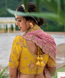 Yellow Shaded Beautiful Traditional Designer Elegant Embroidery Work Cut Work Silk Lehenga - 7107