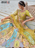 Multi Color Beautiful Traditional Designer Elegant Embroidery Work Cut Work Silk Lehenga - 7108