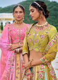 Multi Color Beautiful Traditional Designer Elegant Embroidery Work Cut Work Silk Lehenga - 7108