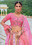 Multi Color Beautiful Traditional Designer Elegant Embroidery Work Cut Work Silk Lehenga - 7109