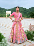 Multi Color Beautiful Traditional Designer Elegant Embroidery Work Cut Work Silk Lehenga - 7109