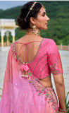 Multi Color Beautiful Traditional Designer Elegant Embroidery Work Cut Work Silk Lehenga - 7109