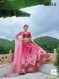 Pink Beautiful Traditional Designer Elegant Embroidery Work Cut Work Silk Lehenga - 7110