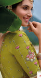 Mehendi Shaded Beautiful Traditional Designer Elegant Embroidery Work Cut Work Silk Lehenga - 7111