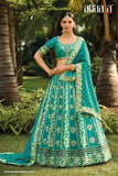 Beautiful Traditional Designer Elegant Morpich Embroidery Work Cut Work Banarasi Silk Lehenga - 6802