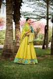 Beautiful Traditional Designer Elegant Lemon Embroidery Work Cut Work Orgenza Lehenga - 6808