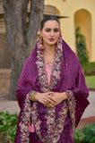 Lavender Organza Embroidery Handwork, C-Pallu Saree with Magenta Silk Blouse - 6902