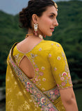 Traditional Mehendi Grey Shaded Pure Dola Viscouse Silk Saree with Embroidery, Patchwork, Cut, and Gota Patti Detailing - 7301