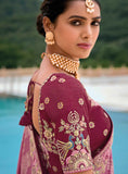 Traditional Pink Pure Dola Viscose Saree with C-Pallu Embroidery, Patchwork, Cut Work Detailing - 7303