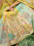 Shaded Multi Color Yellow Beautiful Traditional Designer Elegant Embroidery Work Cut Work Silk Lehenga - 7402