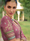 Multi Color Beautiful Traditional Designer Elegant Embroidery Work Cut Work Silk Lehenga - 7403
