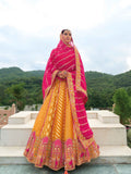 Beautiful Traditional Designer Elegant Orange Embroidery Work Cut Work Orgenza Silk Lehenga - 7407
