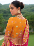 Beautiful Traditional Designer Elegant Orange Embroidery Work Cut Work Orgenza Silk Lehenga - 7407