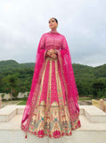 Beautiful Traditional Designer Elegant Cream Embroidery Work Cut Work Zari Kanjivaram With Bandej Lehenga - 7409