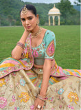 Beautiful Traditional Designer Elegant Multi color Embroidery Work Cut Work Pure Zari Silk Lehenga - 7410