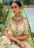Beautiful Traditional Designer Elegant Shaded Embroidery Work Cut Work Pure Zari Tisue Lehenga - 7412