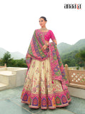 Beautiful Traditional Designer Elegant Zari Tisue Shaded Embroidery Work Cut Work Lehenga - 7413
