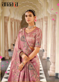 Peach Ziraf Traditional Saree with Silk Blouse & Embroidery Work - 7808