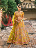 Golden Beige Tissue Zari Embroidered Lehenga Set - 7904