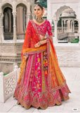 Hot Pink Pure Raw Silk Embroidered Lehenga Set - 7905