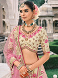 Beige Zari Tissue Embroidered Lehenga Set - 7907