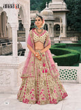 Beige Zari Tissue Embroidered Lehenga Set - 7907