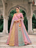 Pastel Multicolor Organza Embroidered Lehenga Set with Ombre Net Dupatta - 7909