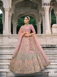 Dusty Pink & Grey Zari Tissue Embroidered Lehenga Set - 7911