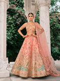 Coral Peach Ziraf Viscouse Embroidered Lehenga Set - 7915