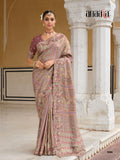 Pure Dola Silk Lavender-Mauve Saree With Wine Purple Blouse - 8106