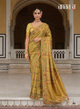 Mustard Yellow Kanjiwaram Tissue Saree – Traditional Royal Elegance - 8111