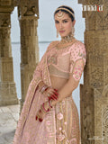 Peach Raw Silk Bridal Wedding Lehenga Set with Heavy Orgenza Dupatta - AA139