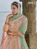 Peach Raw Silk Bridal Wedding Lehenga Set with Heavy Orgenza Dupatta - AA139