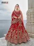 Red Raw Silk Bridal Wedding Lehenga Set with Heavy Net Dupatta - AA143