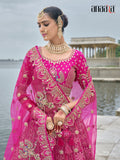 Pink Raw Silk Bridal Wedding Lehenga Set with Heavy Net Dupatta - AA148
