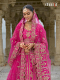 Pink Raw Silk Bridal Wedding Lehenga Set with Heavy Net Dupatta - AA149