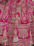 Pink Raw Silk Bridal Wedding Lehenga Set with Heavy Net Dupatta - AA149