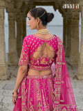 Pink Raw Silk Bridal Wedding Lehenga Set with Heavy Net Dupatta - AA149