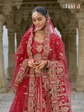 Red Raw Silk Bridal Wedding Lehenga Set with Heavy Net Dupatta - AA150