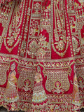 Red Raw Silk Bridal Wedding Lehenga Set with Heavy Net Dupatta - AA150