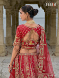 Red Raw Silk Bridal Wedding Lehenga Set with Heavy Net Dupatta - AA150