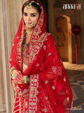 Red silk lehenga choli for bride with sequins work - AA155