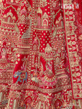 Red silk lehenga choli for bride with sequins work - AA155
